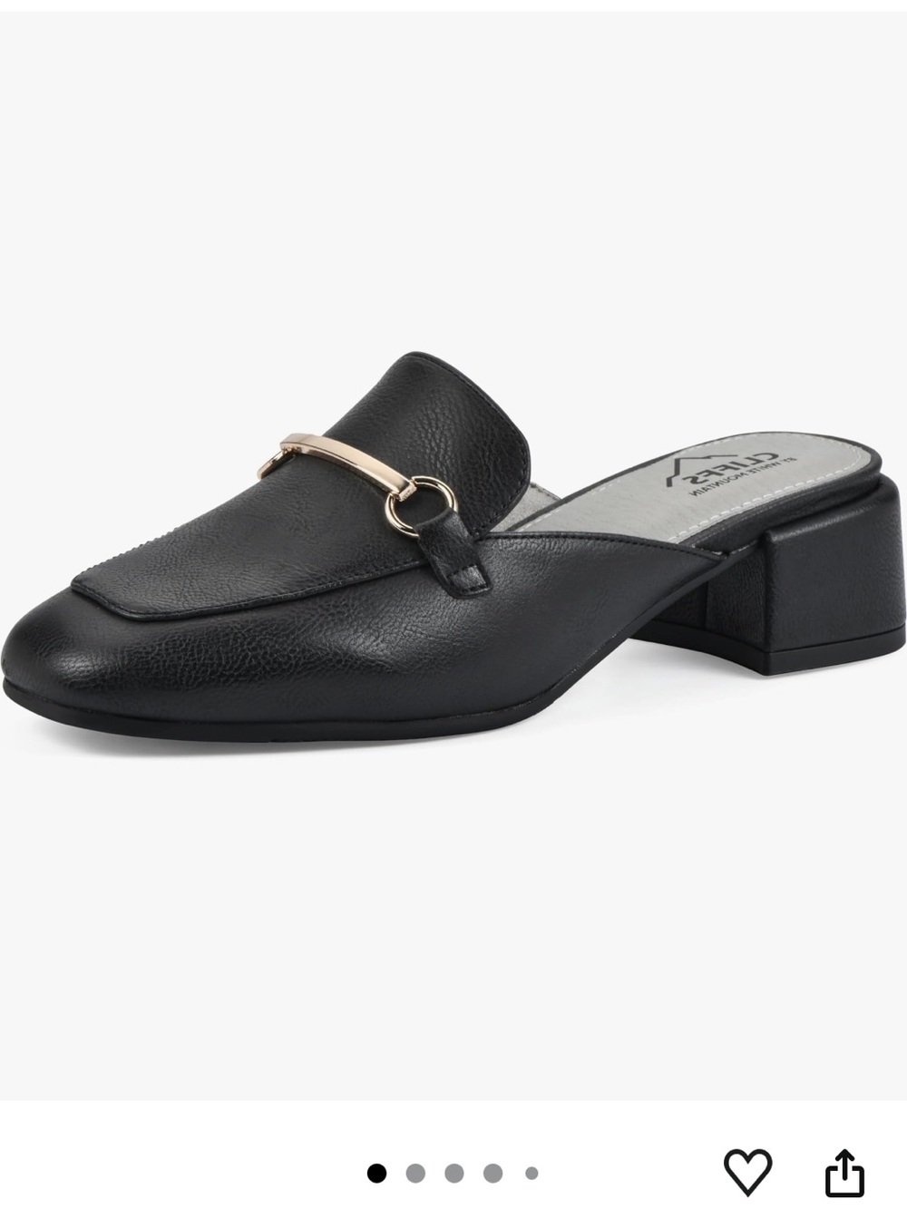 Women’s Size 7 Black Leather Slip-On Mule with Gold Bit Detail